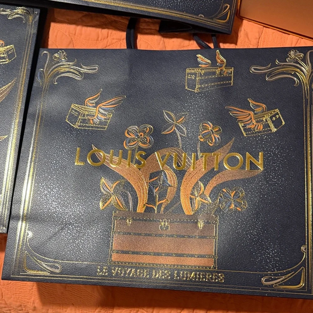 Luxury Designer Navy and Gold Men's Bag Set